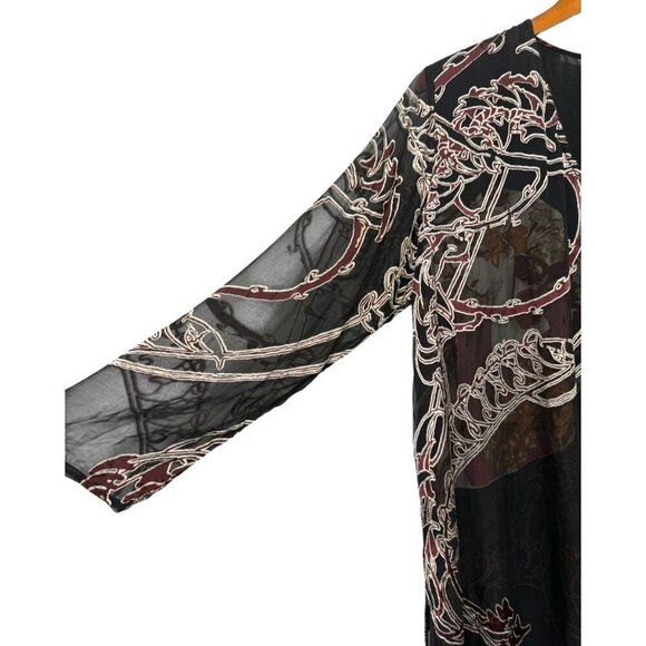 Citron Santa Monica Silk Blend Layered Kimono Topper Long Asian Artsy Art Size L - Picture 8 of 16